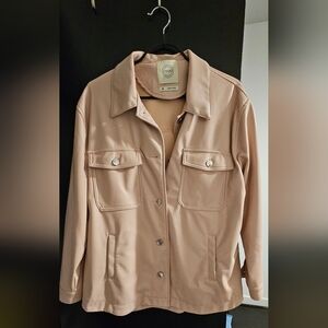 Pink faux leather jacket / shacket size M
